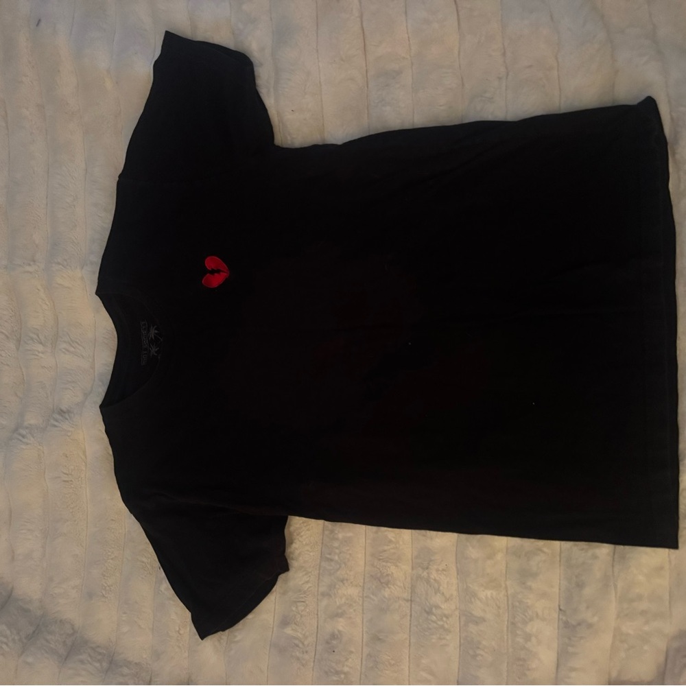 Black T-Shirt with Red Heart Design